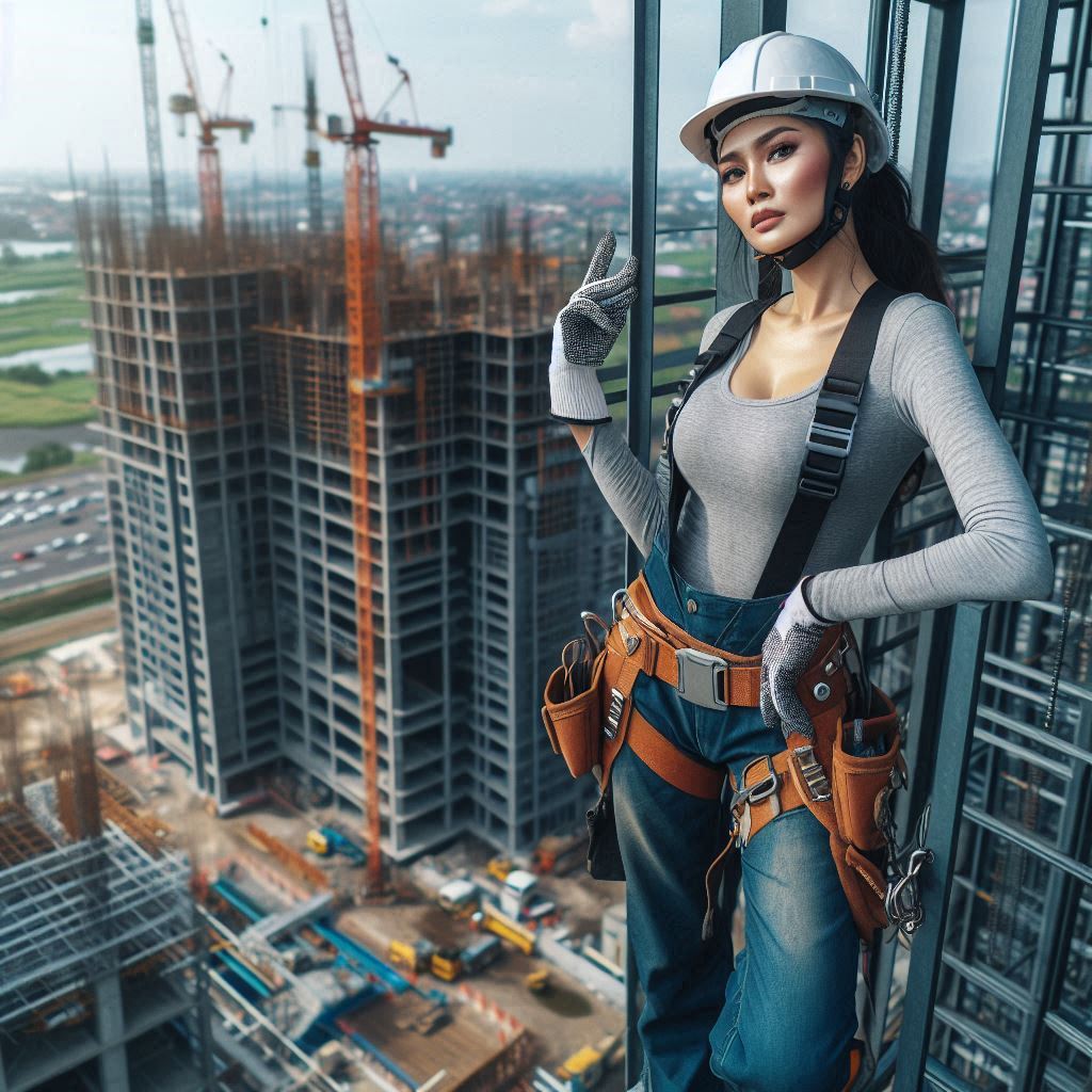 fall protection. penting bagi di proyek gedung tinggi.