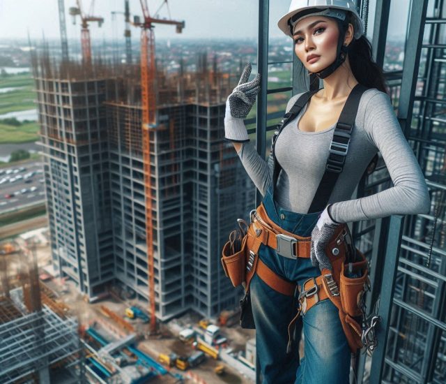 fall protection. penting bagi di proyek gedung tinggi.